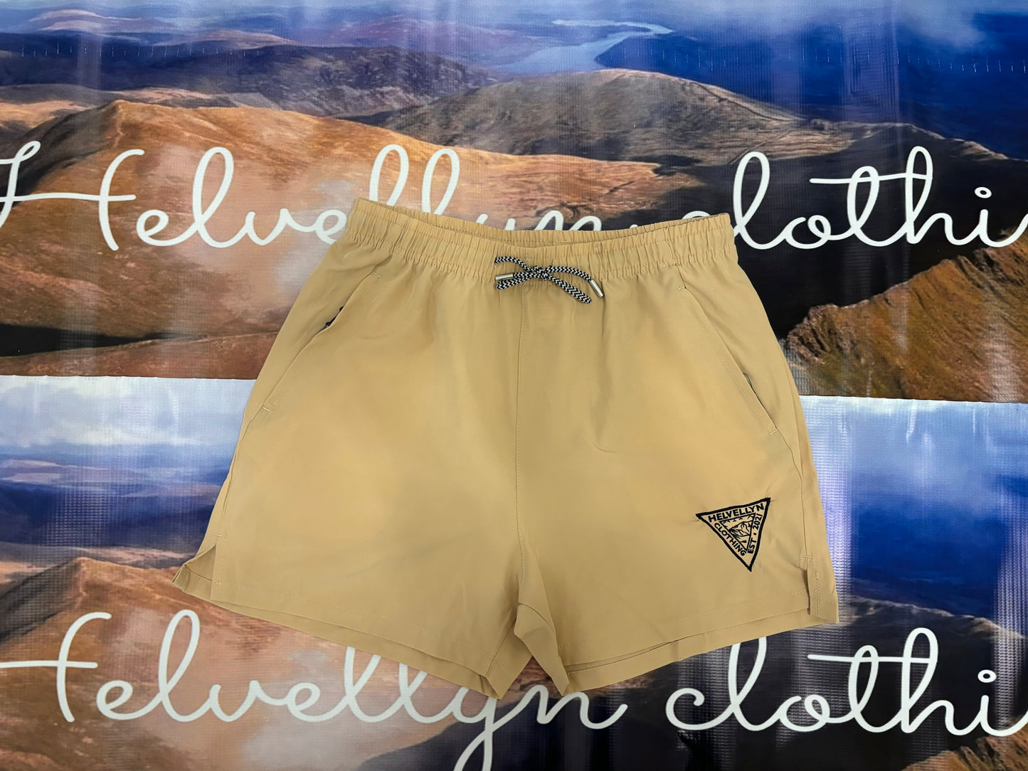 Beige coloured Helvellyn zip pocket shorts