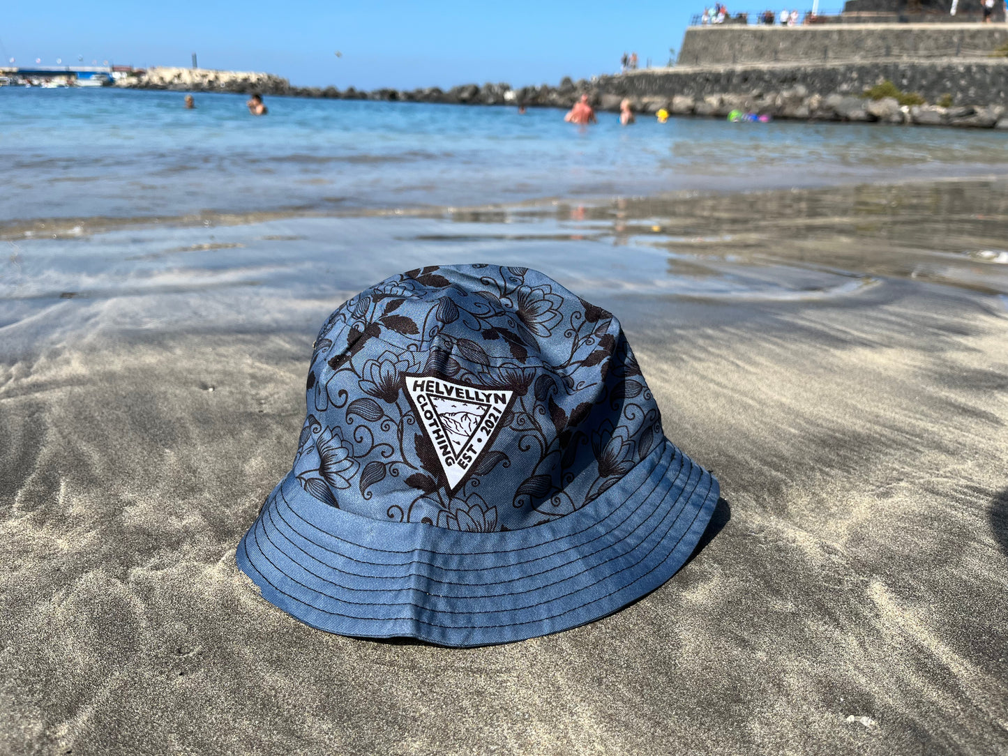Grey floral bucket hat