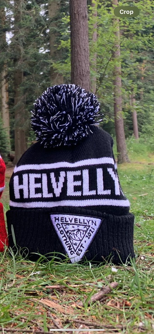 Black and white helvellyn bobble hat