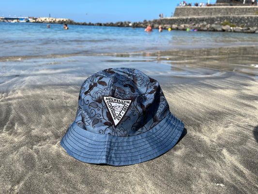 Grey floral bucket hat