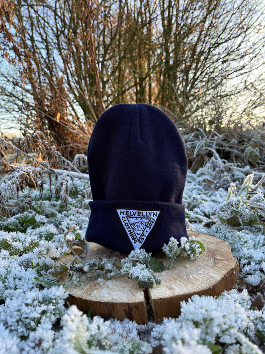 Navy blue turn up wooly hat